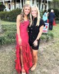 Mermaid Scoop Neck Satin Tiered Prom Dresses With Beading