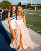 Ball Gown Strapless Tulle Tiered Prom Dresses With Appliques