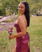 Sheath/Column Strapless Metallic Prom Dresses With Ruched