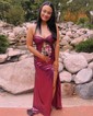 Sheath/Column Strapless Metallic Prom Dresses With Ruched