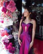 Sheath/Column Strapless Metallic Prom Dresses With Ruched