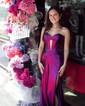 Sheath/Column Strapless Metallic Prom Dresses With Ruched