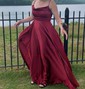 A-line Cowl Neck Floor-length Satin Prom Dresses