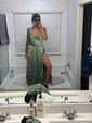 A-line Cowl Neck Floor-length Satin Prom Dresses