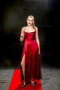 A-line Cowl Neck Floor-length Satin Prom Dresses