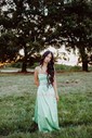 A-line Cowl Neck Floor-length Satin Prom Dresses