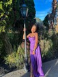 A-line Cowl Neck Floor-length Satin Prom Dresses