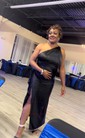 Elegant Black Satin Bodycon One Shoulder Ruffle Formal Dresses