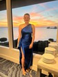 Elegant Black Satin Bodycon One Shoulder Ruffle Formal Dresses