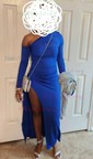 Sheath/Column Asymmetrical Neck Stretch Crepe Floor-length Split Front Formal Dresses