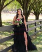 Ball Gown Strapless Tulle Ruffle Tiered Prom Dresses
