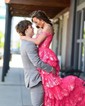 Black Ball Gown Sweetheart Sequin Tiered Prom Dresses