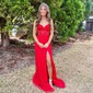 Mermaid Strapless Lace Tulle Prom Dresses With Appliques