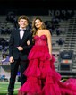 Ball Gown Strapless Tulle Ruffle Tiered Prom Dresses With Appliques