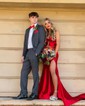 Mermaid Strapless Satin Cut Out Prom Dresses With Ruched