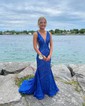 Mermaid V-neck Backless Sparkly Sequin Prom Dresses