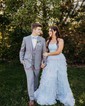 Ball Gown Strapless Tulle Tiered Prom Dresses With Appliques