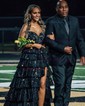 Ball Gown Off-the-shoulder Satin Tiered Prom Dresses With Beading