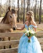 Ball Gown Off-the-shoulder Tulle Tiered Prom Dresses With Appliques