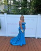 Sheath/Column Strapless Satin Cut Out Prom Dresses With Ruched