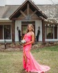Sheath/Column V-neck Satin Corset Prom Dresses With Bow