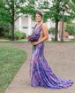Mermaid V-neck Backless Sparkly Sequin Prom Dresses