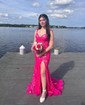 Sheath/Column Off-the-shoulder Sparkly Sequin Prom Dresses