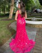 Sheath/Column Off-the-shoulder Sparkly Sequin Prom Dresses