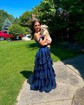 Ball Gown Off-the-shoulder Tulle Tiered Prom Dresses With Appliques