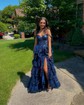 Ball Gown Off-the-shoulder Tulle Tiered Prom Dresses With Appliques