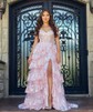 Ball Gown Off-the-shoulder Tulle Tiered Prom Dresses With Appliques