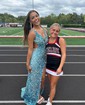 Sheath/Column V-neck Backless Sparkly Sequin Prom Dresses