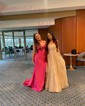Sheath/Column Cowl Neck Satin Corset Prom Dresses With Ruched