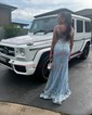 Mermaid V-neck Sparkly Sequin Prom Dresses With Appliques