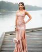 Mermaid V-neck Sparkly Sequin Prom Dresses With Beading