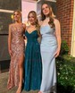 Trumpet/Mermaid V-neck Sequined Sweep Train Prom Dresses With Beading