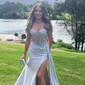 Mermaid Sweetheart Satin Corset Prom Dresses With Appliques