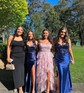Mermaid V-neck Satin Beaded Prom Dresses With Appliques