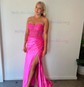 Mermaid Sweetheart Satin Corset Prom Dresses With Appliques
