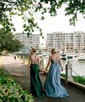 A-line Cowl Neck Tulle Prom Dresses With Ruched