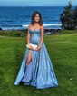 A-line Cowl Neck Tulle Prom Dresses With Ruched