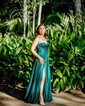 A-line Cowl Neck Tulle Prom Dresses With Ruched