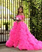Princess Off-the-shoulder Tulle Ruffle Tiered Prom Dresses