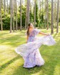 Ball Gown Off-the-shoulder Tulle Floral Prom Dresses With Puff Sleeve
