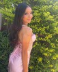 Sheath/Column Cowl Neck Satin Corset Prom Dresses With Beading