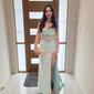 Sheath/Column Cowl Neck Satin Corset Prom Dresses With Beading