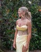 Sheath/Column Cowl Neck Satin Corset Prom Dresses With Beading