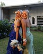 Ball Gown Off-the-shoulder Tulle Tiered Prom Dresses With Appliques