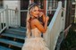 Ball Gown Strapless Tulle Ruffle Tiered Prom Dresses