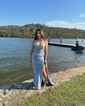 Sheath/Column Sweetheart Satin Corset Prom Dresses With Appliques